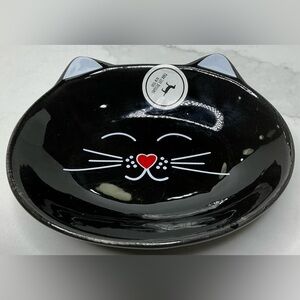 Park Life Designs~Black Oscar Cat Dish~Cat Shaped Food, Water, Trinket Dish New